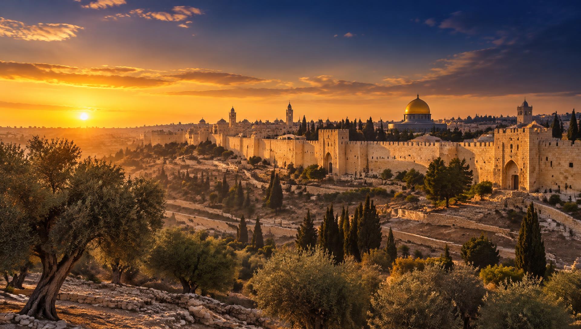 The walls of Jerusalem at golden hour